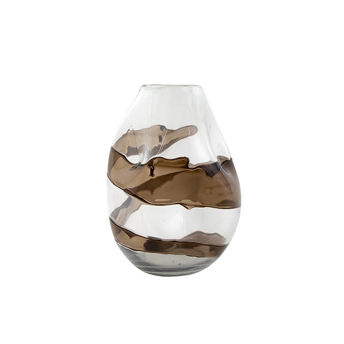 Magda Glass Clear Brown Vase Wide
