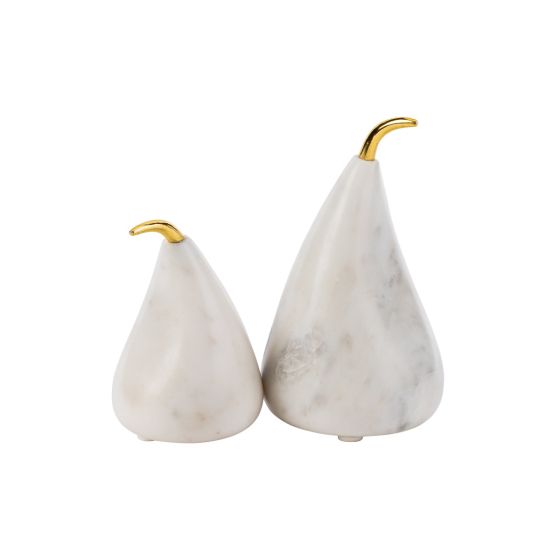 Marble and Gold Stem Pear SMALL 11.5x8cm