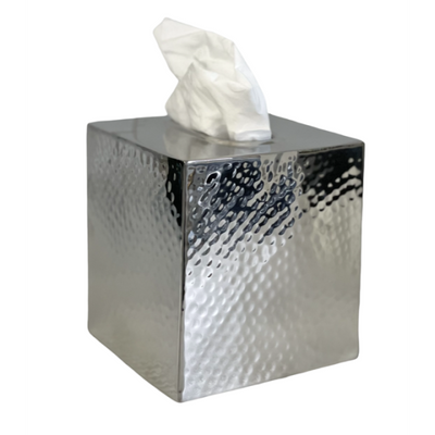 Hammered Stainless Cube Tissue Box