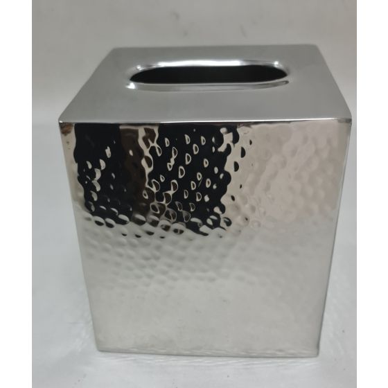 Hammered Stainless Cube Tissue Box
