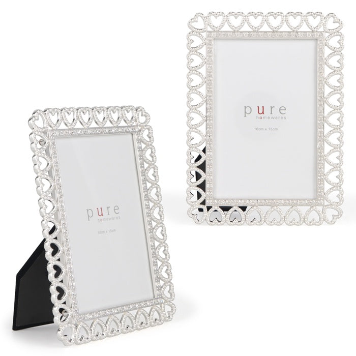 FREYA Zinc Silver Heart Photo Frame 15x10 Small