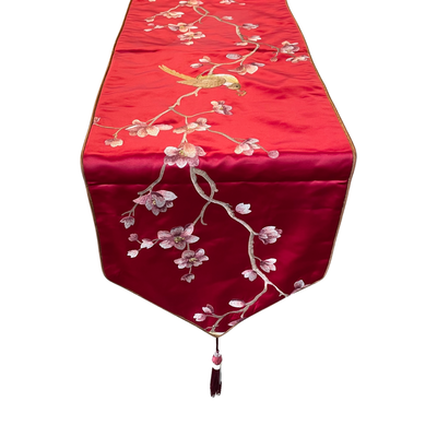 Embroidered Flower Table Runner