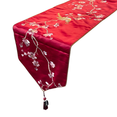 Embroidered Flower Table Runner