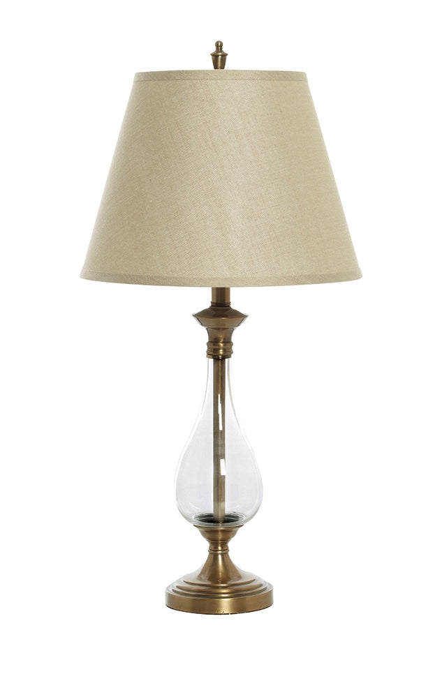 Sahara Brass Stem Glass Base Table Lamp