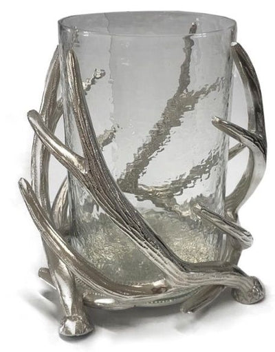 Highland Antler Hurricane Lamp 15x23cm