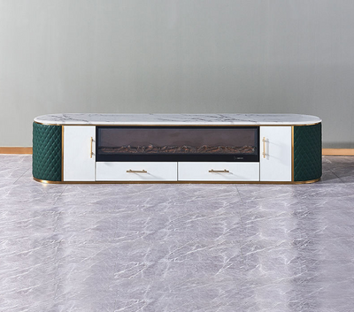 Oslo Marble Top TV Unit with LED Fireplace Effect