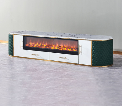 Oslo Marble Top TV Unit with LED Fireplace Effect
