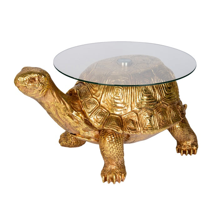 MELVILLE RESIN GOLD TORTOISE SIDE TABLE