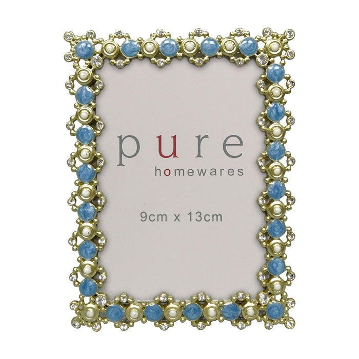 Abbot Pewter Gold Teal Frame Rect