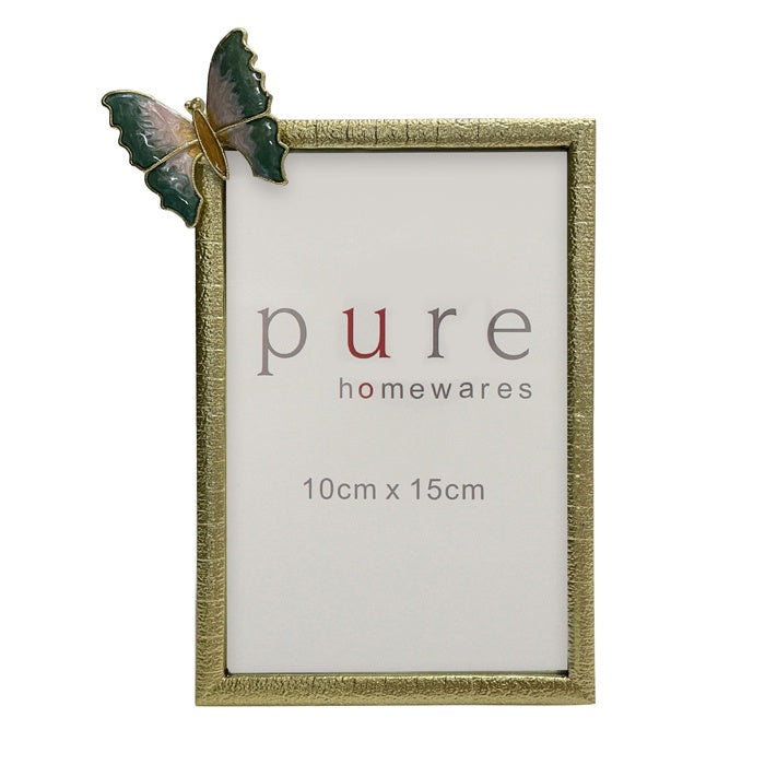 Daisy Pewter Gold Frame w/Butterfly