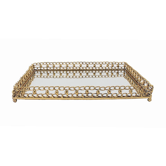 Waterloo Gold Iron Rectangular Tray (Large)