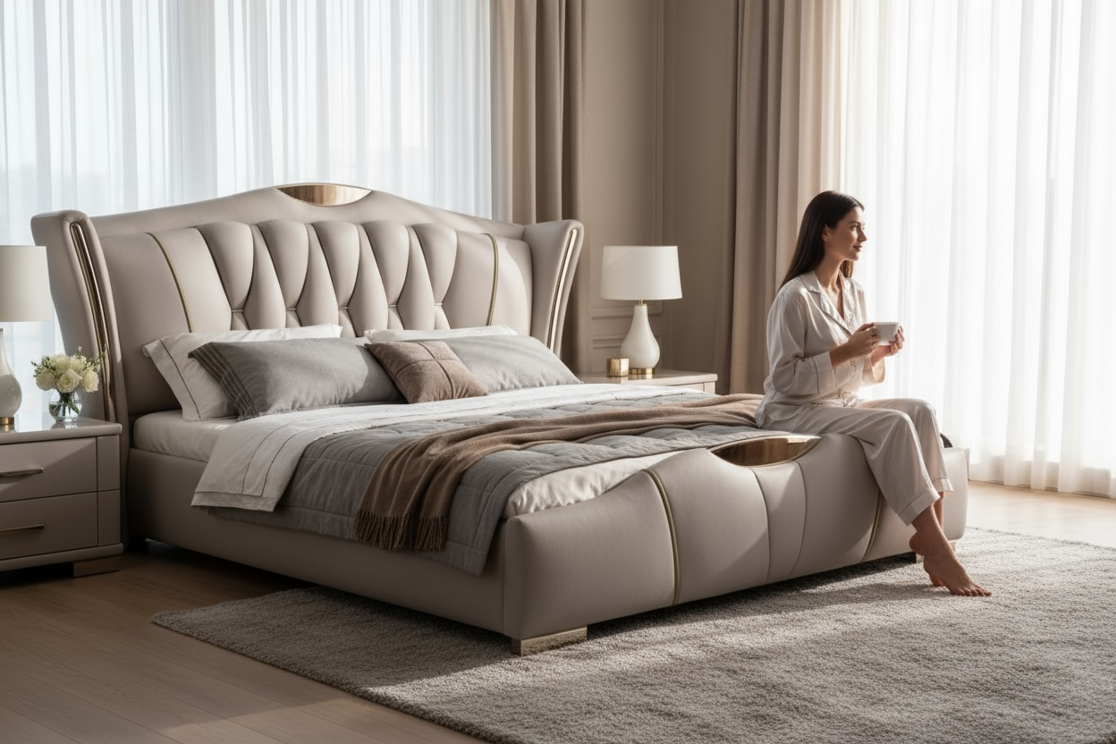 Serena King Size Leather Bed