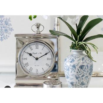 Rect Mantle Clock WHITE Face Shiny Small