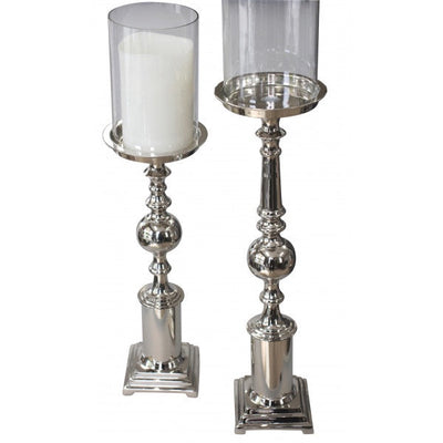 Step Pillar Candlestick w/Glass Small 60cm