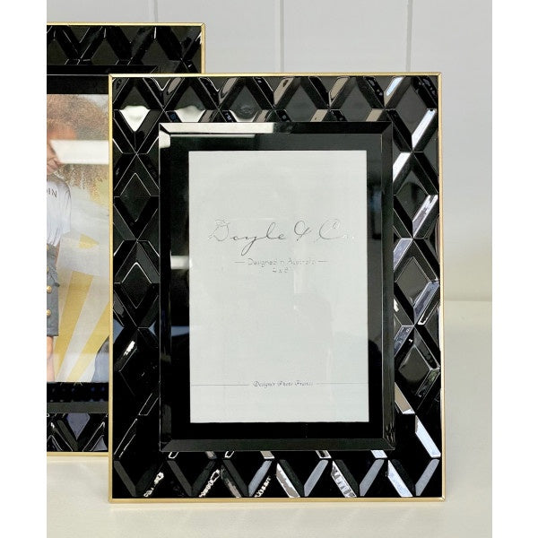 Chanel Black Glass Cut Diamond/Brass Edge Frame 4x6