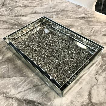 Glitter Rectangular Mirrored Tray