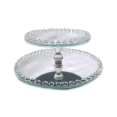 2 tiered crystal Tray (round)