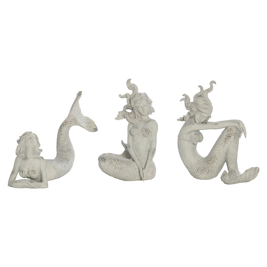 TRIDENT RESIN WHITE WASH MERMAID (3 ASST)