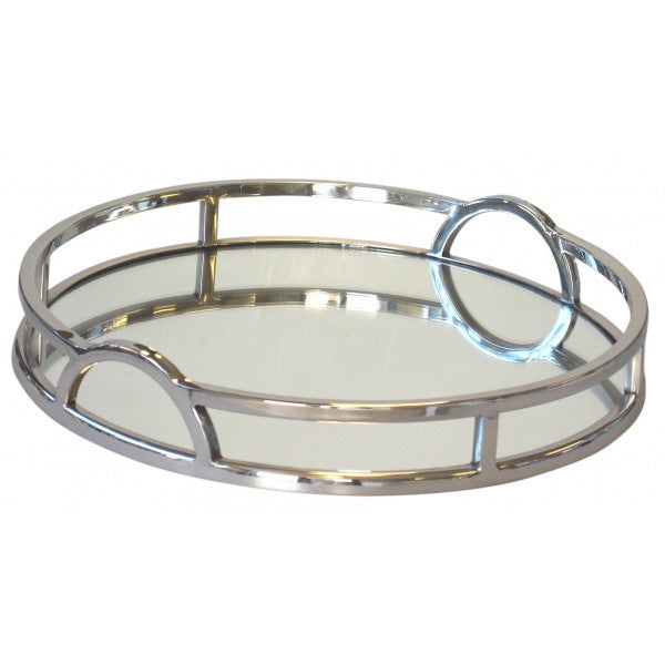 Round Mirror Tray Arch Handles Large 49cm