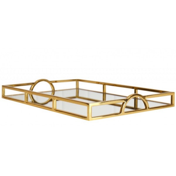 Small Rectangle Arch Handle Tray GOLD