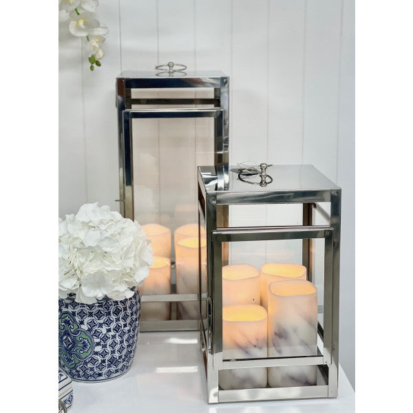 Stainless Steel Lantern 43x26x26cm