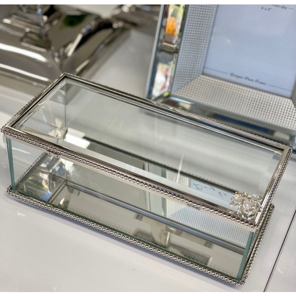 Silver Rectangle Glass Box w/Bee Large 21x9x7cm – Hollywood Interiors