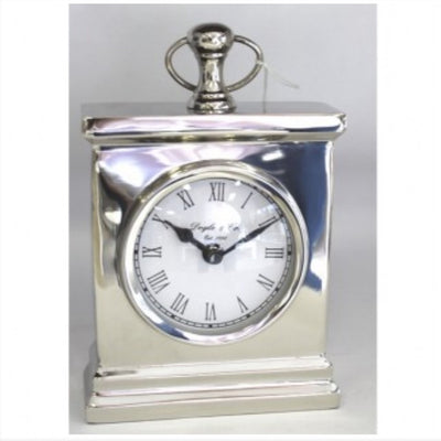 Rect Mantle Clock WHITE Face Shiny Small