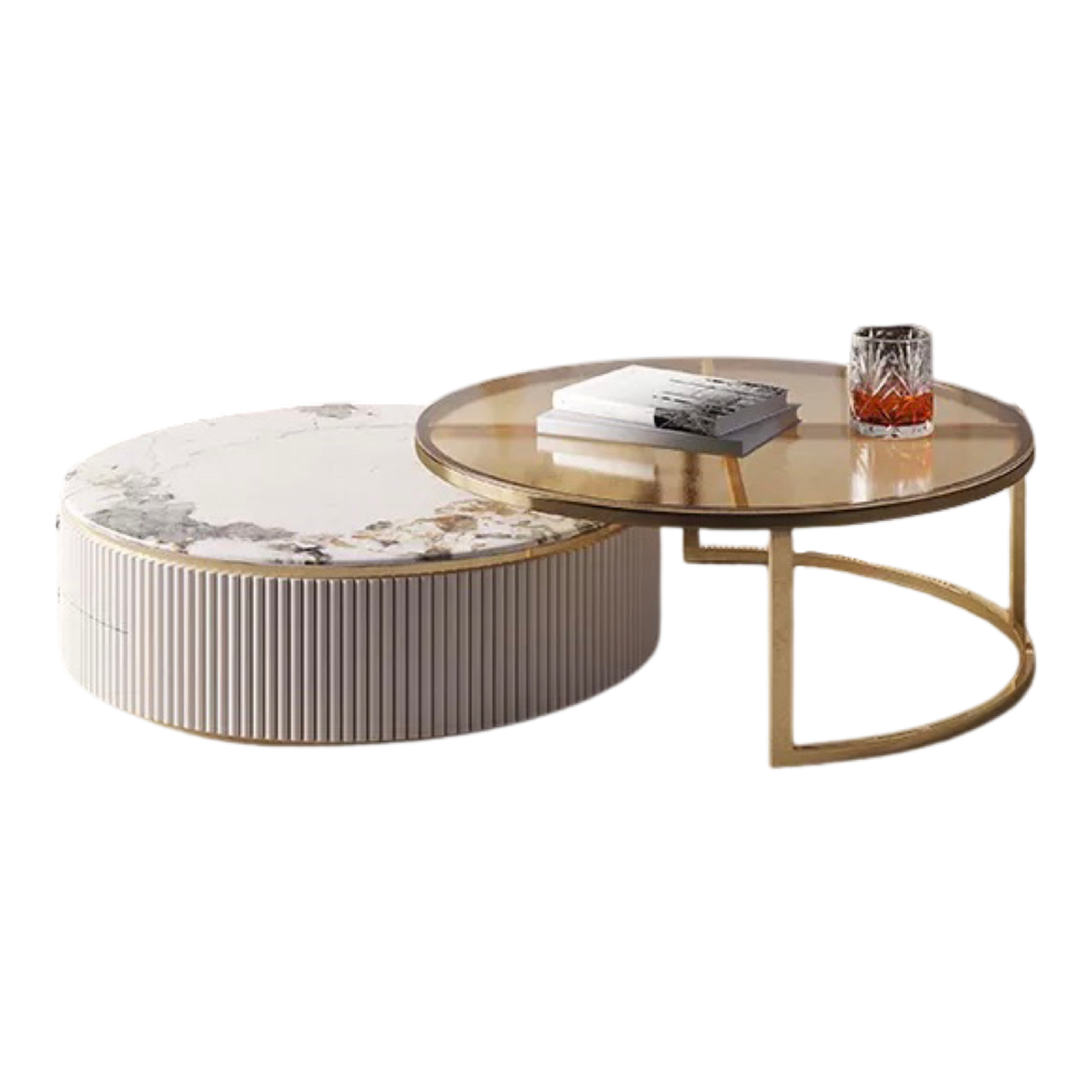 Carrington Round Coffee Table Set - Sinter Stone