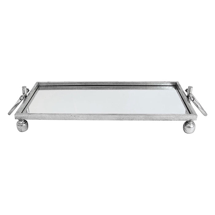 DOVER SILVER MIRROR TRAY W/HANDLES SML