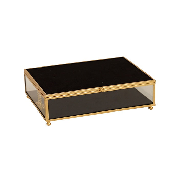 ARMEN GOLD BLACK GLASS JEWEL BOX LGE – Hollywood Interiors