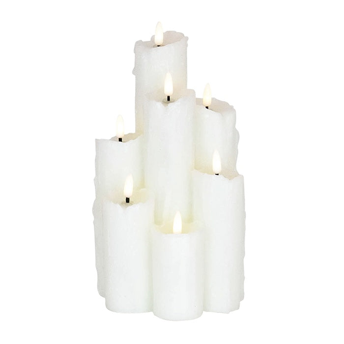 HEAVEN LED WAX CANDLE CLUSTER OF 7 WHITE