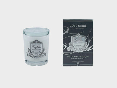 French Morning Tea - White Vessel -Silver Badge Candle 450ml
