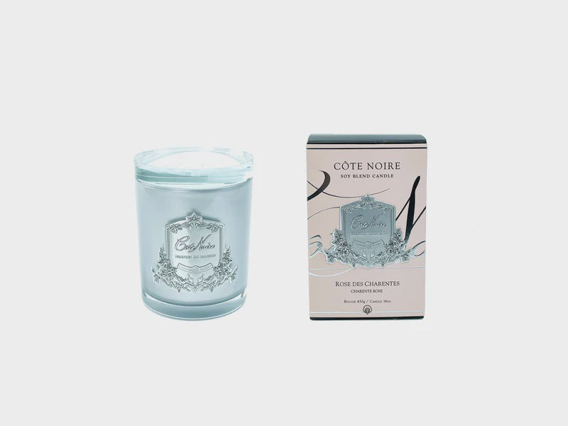 Soy Blend Candle - Charente Rose - Silver - Crystal Glass Lid