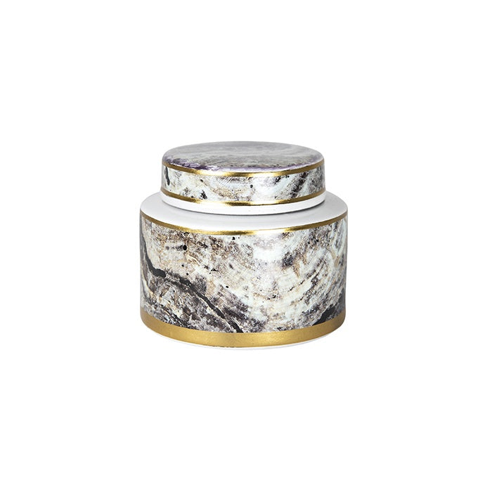 Hogan Ceramic Black Gold Marble Cannister Small