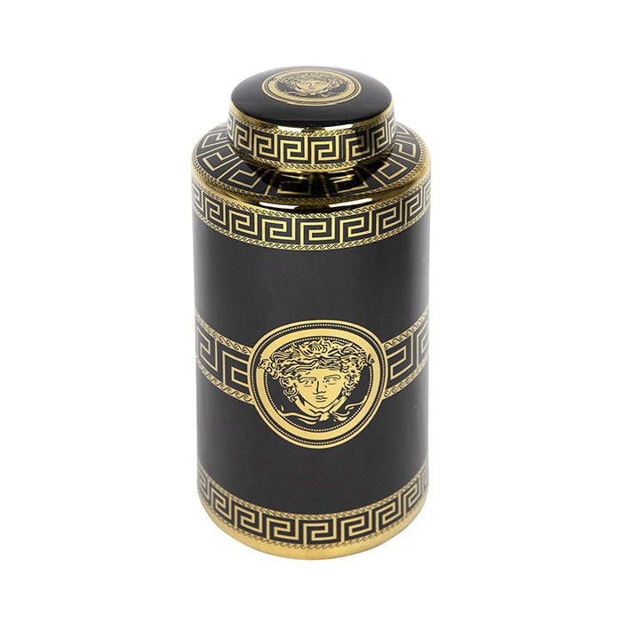 Olga Ceramic Black Gold Cannister Large