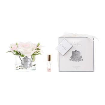 Five Roses Pink Blush Clear Glass Silver Crest