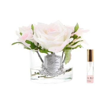 Five Roses Pink Blush Clear Glass Silver Crest