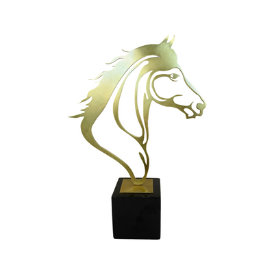 Gold Horse Head Sculpture