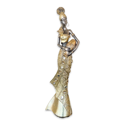 Golden Beauty Sculpture - Two Hands w/Vase