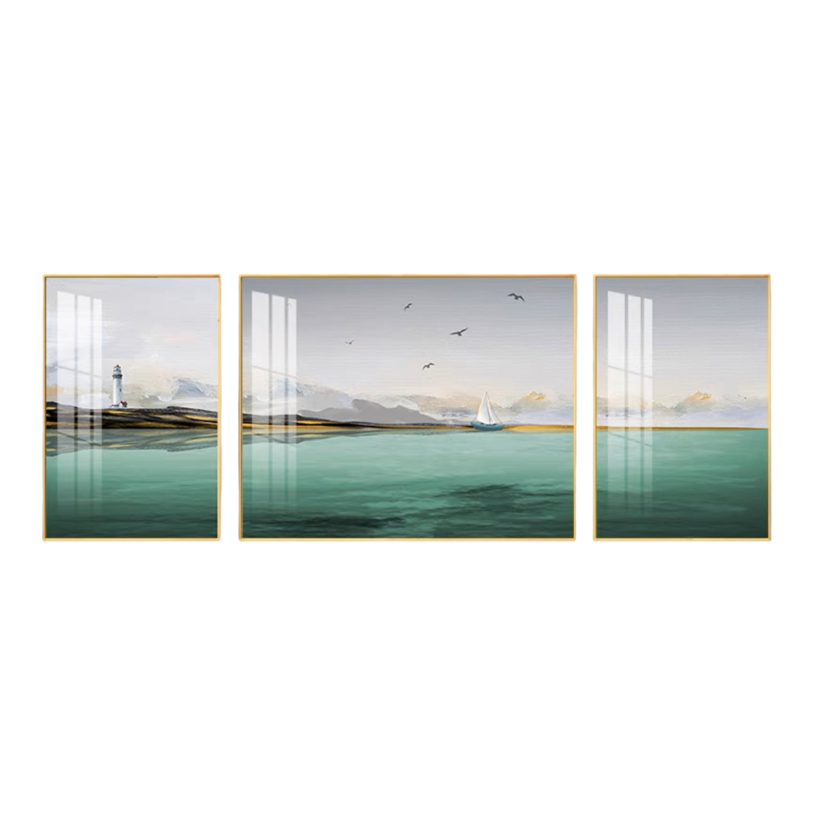 Green seaside 3pc Acrylic Wall Art