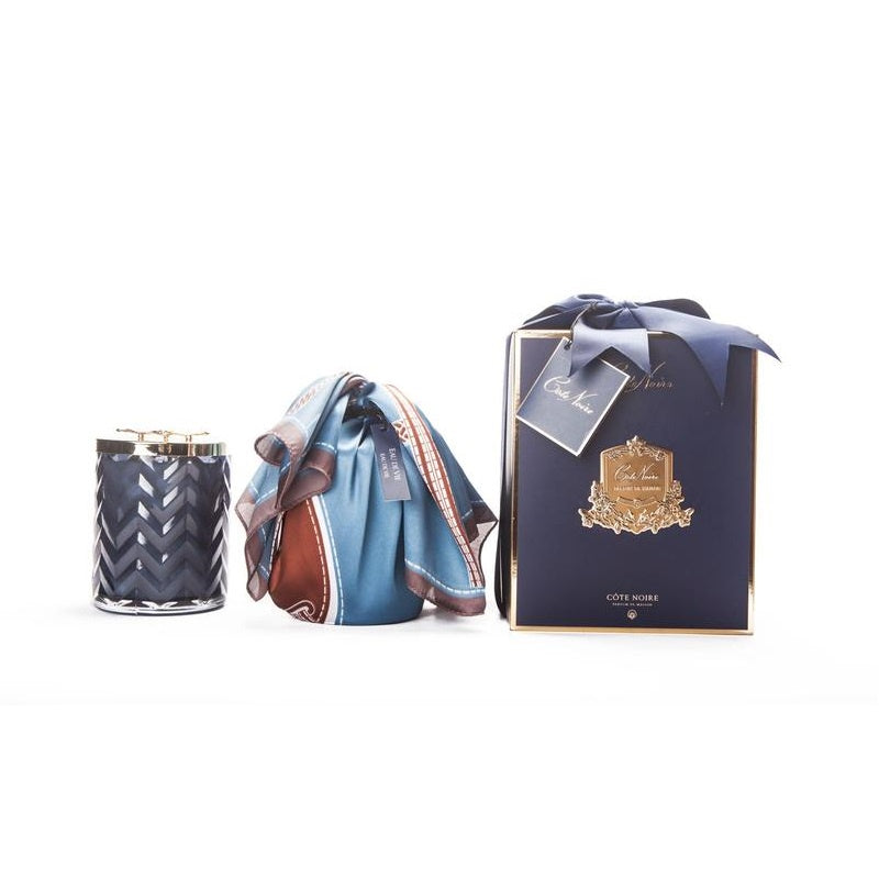 Navy Herringbone Candle & Dragonfly Lid