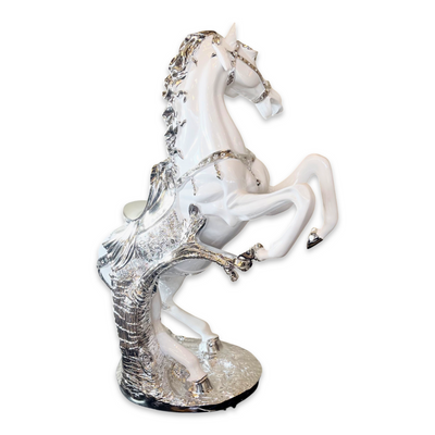 Medium Horse Statue (White/Silver)