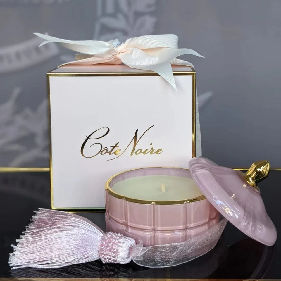 Small Art Deco Candle - Pink Champagne- Pink