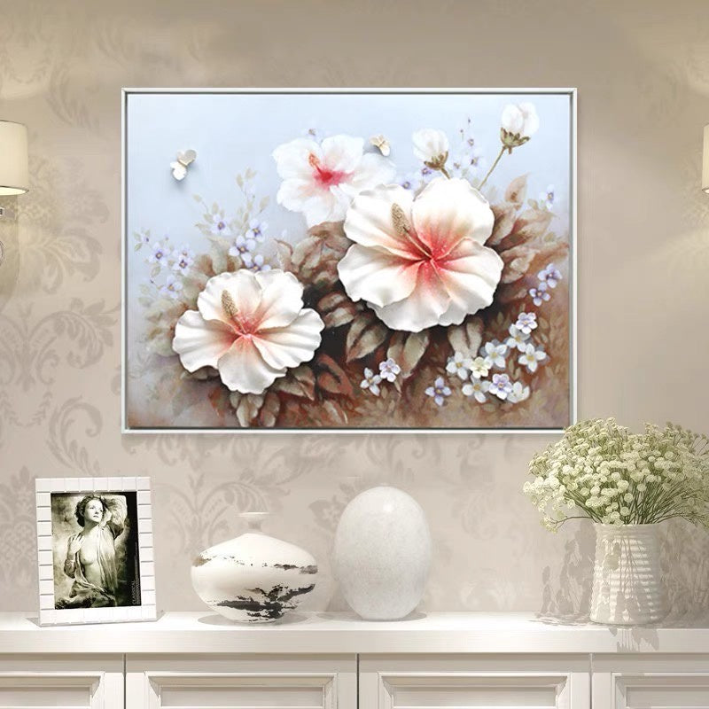 White Hibiscus flower wall art