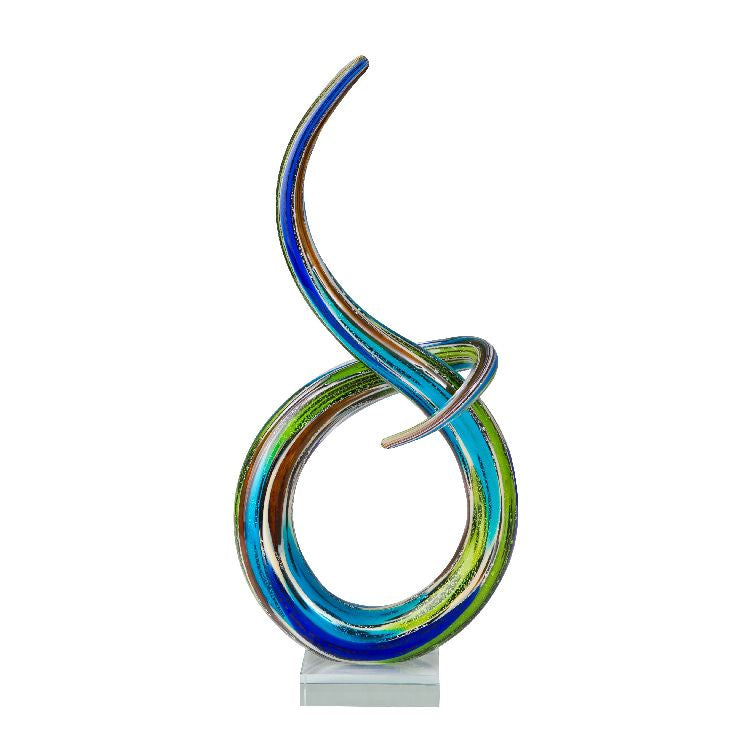 Coloured Glass Knot Blue Green 17x9x37cm