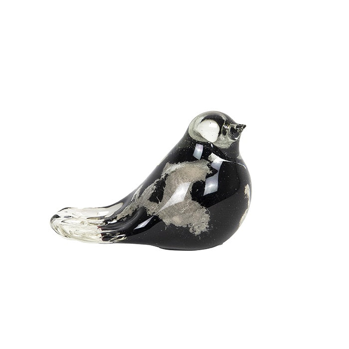 COLLESS GLASS BIRD BLACK WHITE MOTTLED