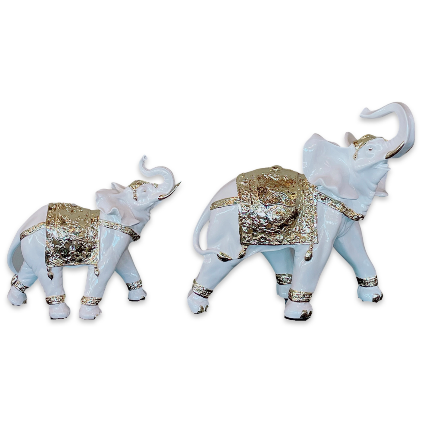 Myra Gold & White Elephants (pair)
