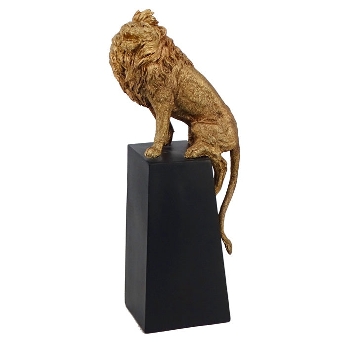 ZAMBIA RESIN GOLD LION ON PERCH
