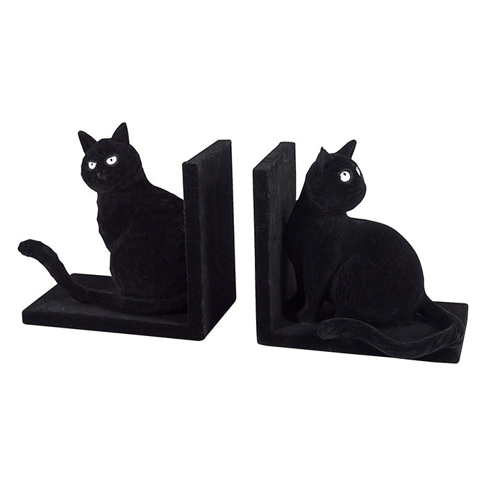 HERMON RESIN BLACK VELVET CAT BOOKENDS