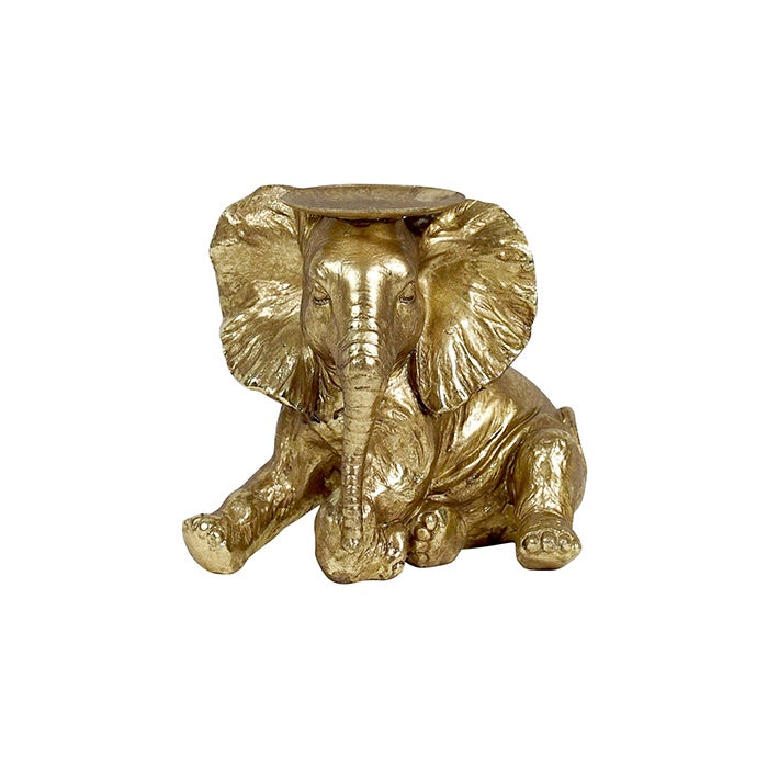 Colby Resin Gold Leaning Elephant Pillar